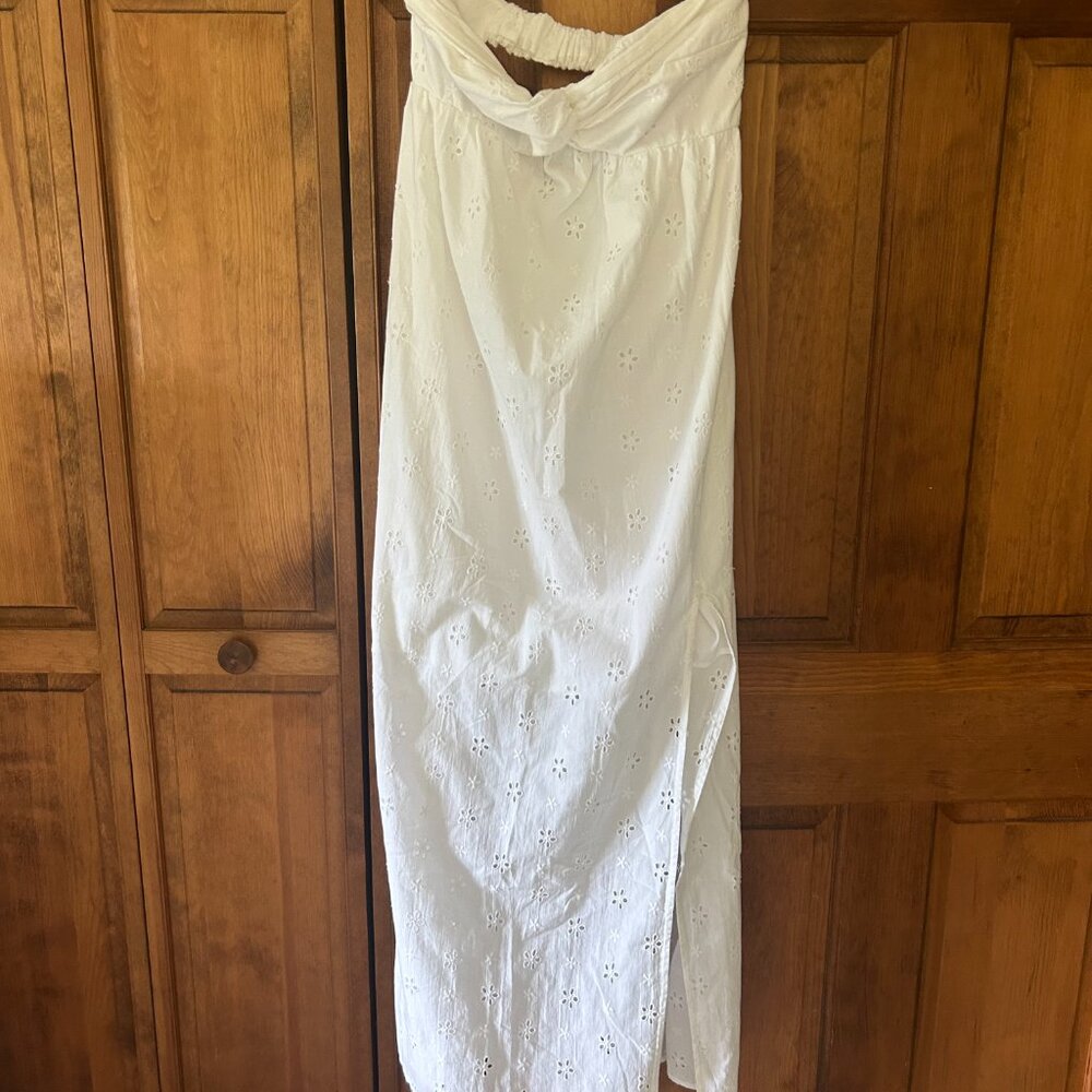 Hollister White Strapless Maxi Dress